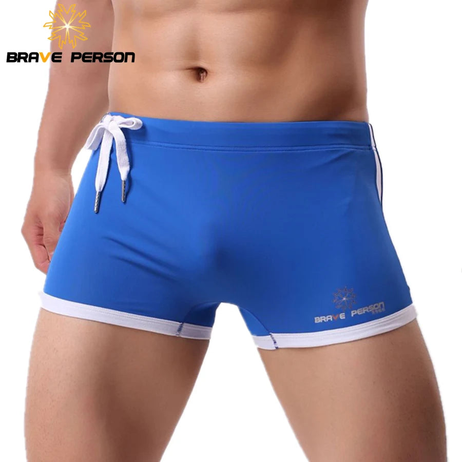 BRAVE PERSON Brand Men's Beach Wear Shorts Men Swim Trunks Shorts Soft Nylon Sexy Men Beach Board Shorts B1010