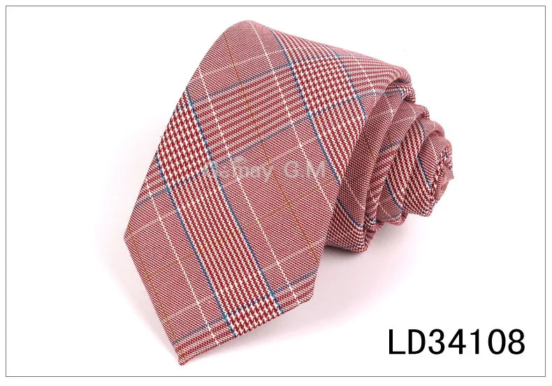 Red Plaid Ties For Men Skinny Men Neck Tie For Wedding Business Casual Check Neckties Classic Suits Slim Neck Ties Gravatas