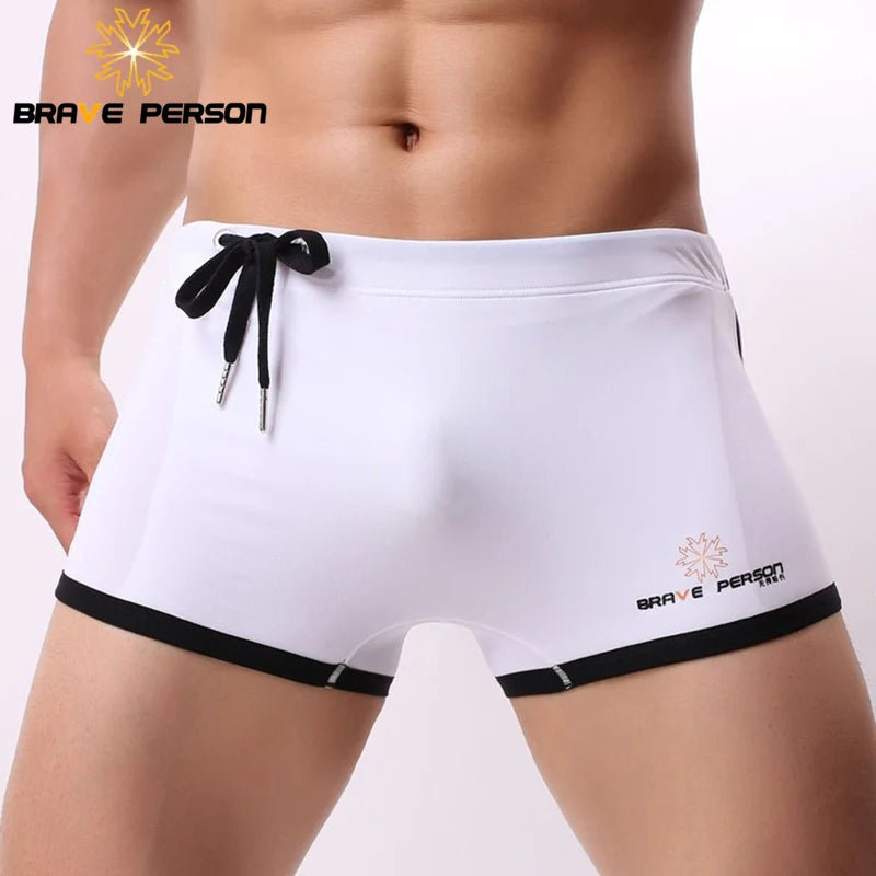 BRAVE PERSON Brand Men's Beach Wear Shorts Men Swim Trunks Shorts Soft Nylon Sexy Men Beach Board Shorts B1010