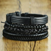 Vnox Mix 4Pcs/ Set Braided Wrap Leather Bracelets for Men Women