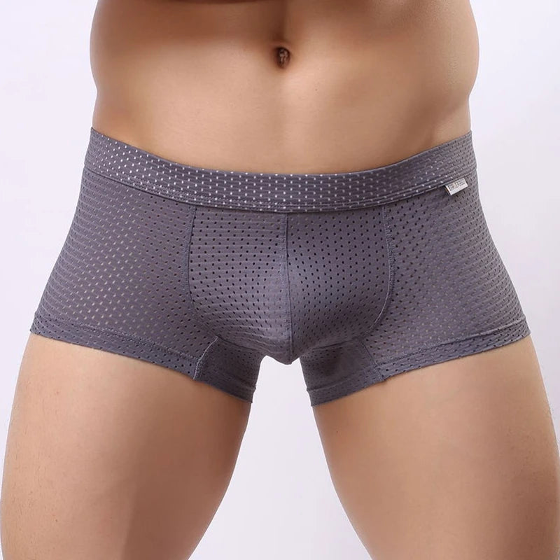 BRAVE PERSON Brand High Quality Men Underwear Boxers Mesh Breathable Men Boxer Shorts U Convex Pouch Design Sexy Male Panties