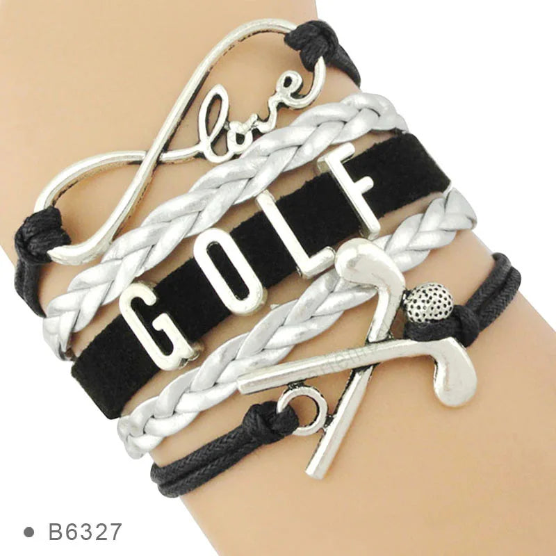 Volleyball Sports Infinity Love Charm Bracelets Royal Handmade Adjustable