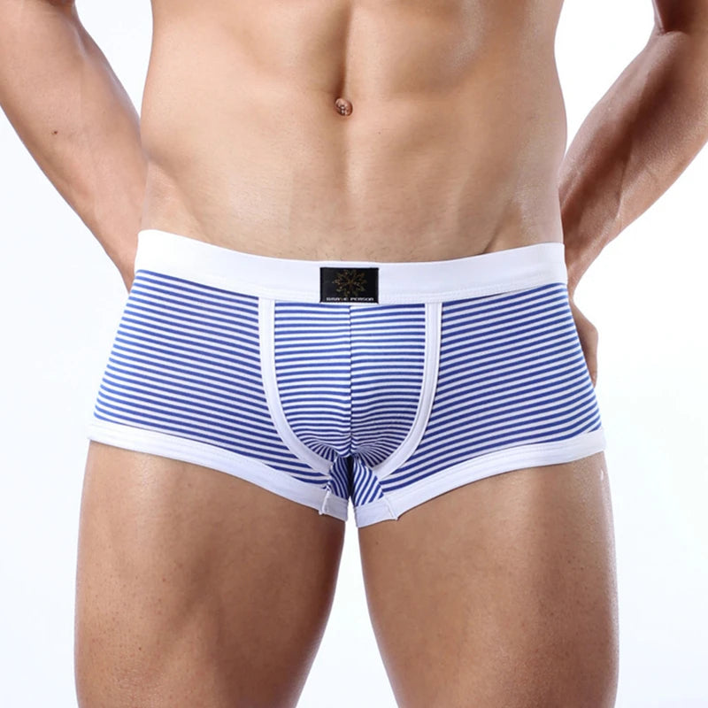 BRAVE PERSON Brand  Men's Lycra Cotton Underwear Boxers Men Knit Stripe Boxer Shorts Breathable Brand Underwear Men Boxer