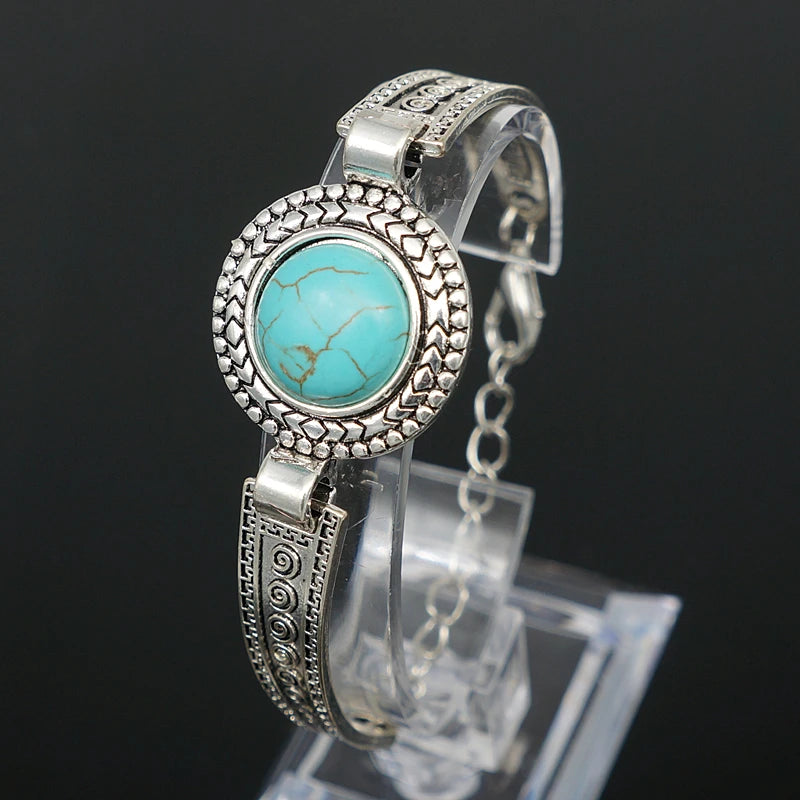 Classical Vintage Turquoises Bracelet & Bangles for women men fashion jewelry silver plated Charm Friendship Bracelet