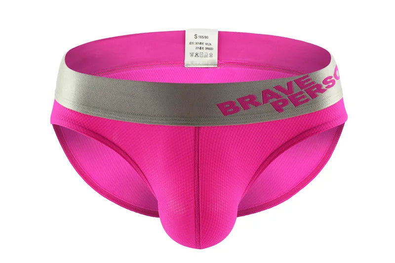 BRAVE PERSON Men's Underwear Nylon Mesh Breathable Solid Color Men Briefs Low waist Sexy Underwear Briefs For Man