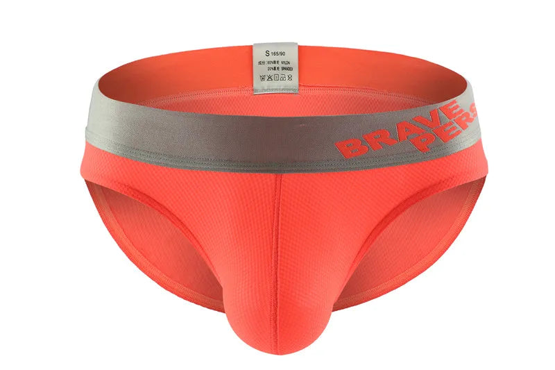 BRAVE PERSON Men's Underwear Nylon Mesh Breathable Solid Color Men Briefs Low waist Sexy Underwear Briefs For Man