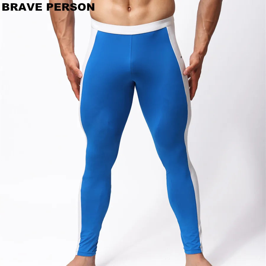 BRAVE PERSON Men's Fashion Soft Tights Leggings Pants Nylon Spandex Underwear Pants Bodybuilding Long Johns Men Trousers B1601