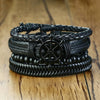 Vnox Mix 4Pcs/ Set Braided Wrap Leather Bracelets for Men Women