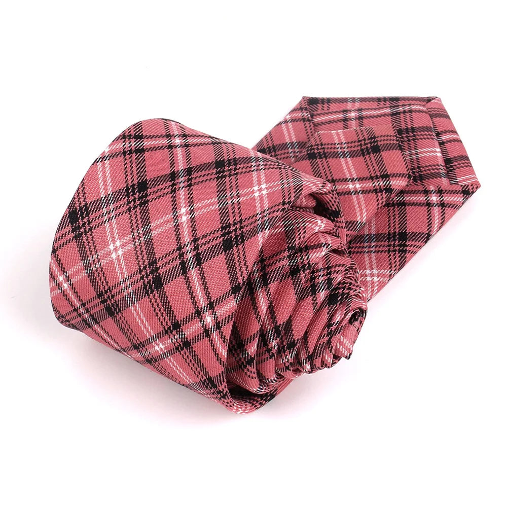 Red Plaid Ties For Men Skinny Men Neck Tie For Wedding Business Casual Check Neckties Classic Suits Slim Neck Ties Gravatas