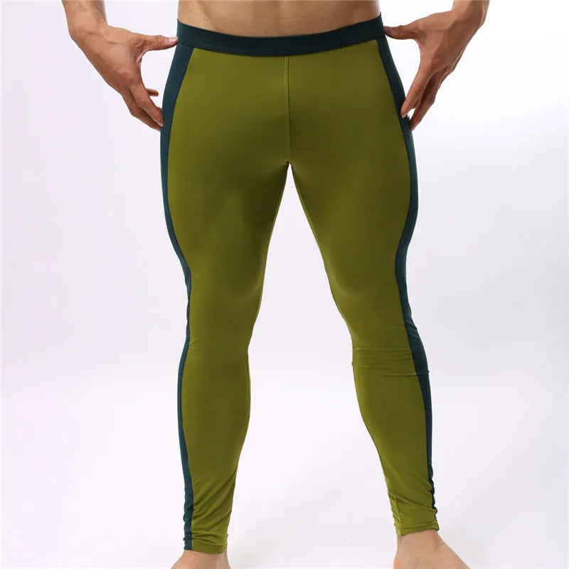 BRAVE PERSON Men's Fashion Soft Tights Leggings Pants Nylon Spandex Underwear Pants Bodybuilding Long Johns Men Trousers B1601