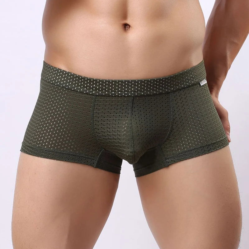 BRAVE PERSON Brand High Quality Men Underwear Boxers Mesh Breathable Men Boxer Shorts U Convex Pouch Design Sexy Male Panties