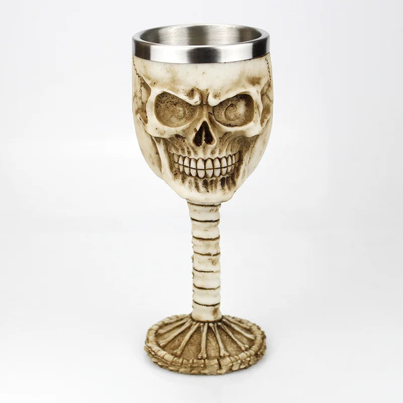 Gothic Wine Goblet Contain Dragon Claw Viking Skeleton Retro Stainless Steel Resin