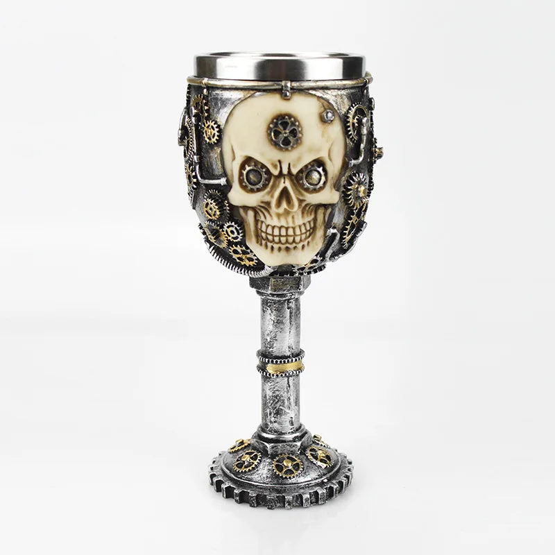 Gothic Wine Goblet Contain Dragon Claw Viking Skeleton Retro Stainless Steel Resin