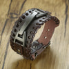 Vnox Wide Leather Wristband for Men Stylish Genuine Leather Bangle with Metal Charm Bracelets Punk Male Pulseira