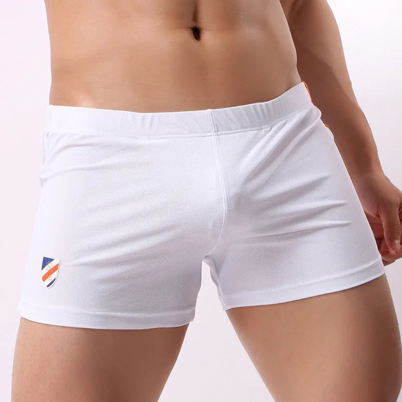 BRAVE PERSON Underwear Men Boxers Shorts Mesh Breathable Fabric Low-waist Sexy Mens Underpants Boxers Penis Pouch Casual Shorts