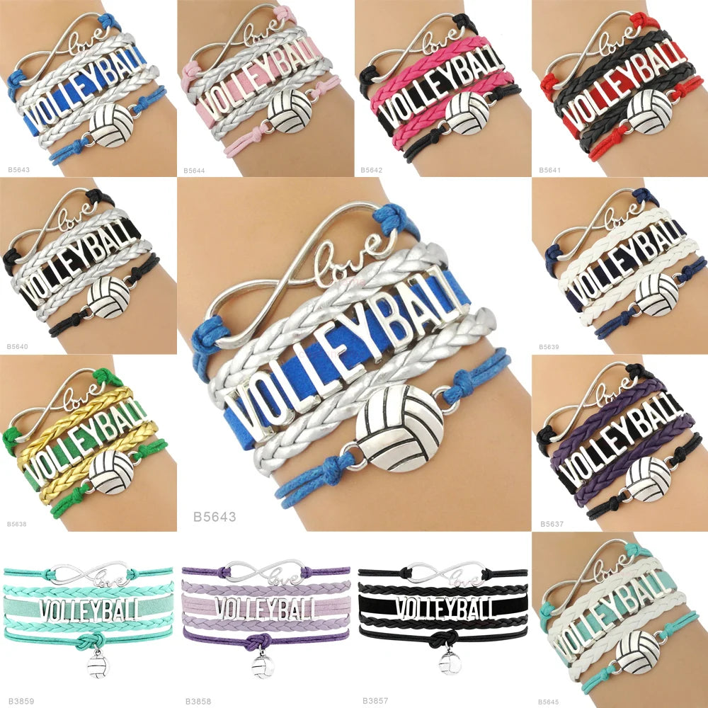 Volleyball Sports Infinity Love Charm Bracelets Royal Handmade Adjustable