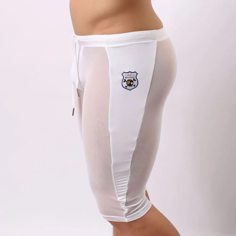 BRAVE PERSON Men's Sexy Transparent Beach Wear Shorts Man Board Shorts Multifunctional Knee-length Tights for Men Trunks Shorts