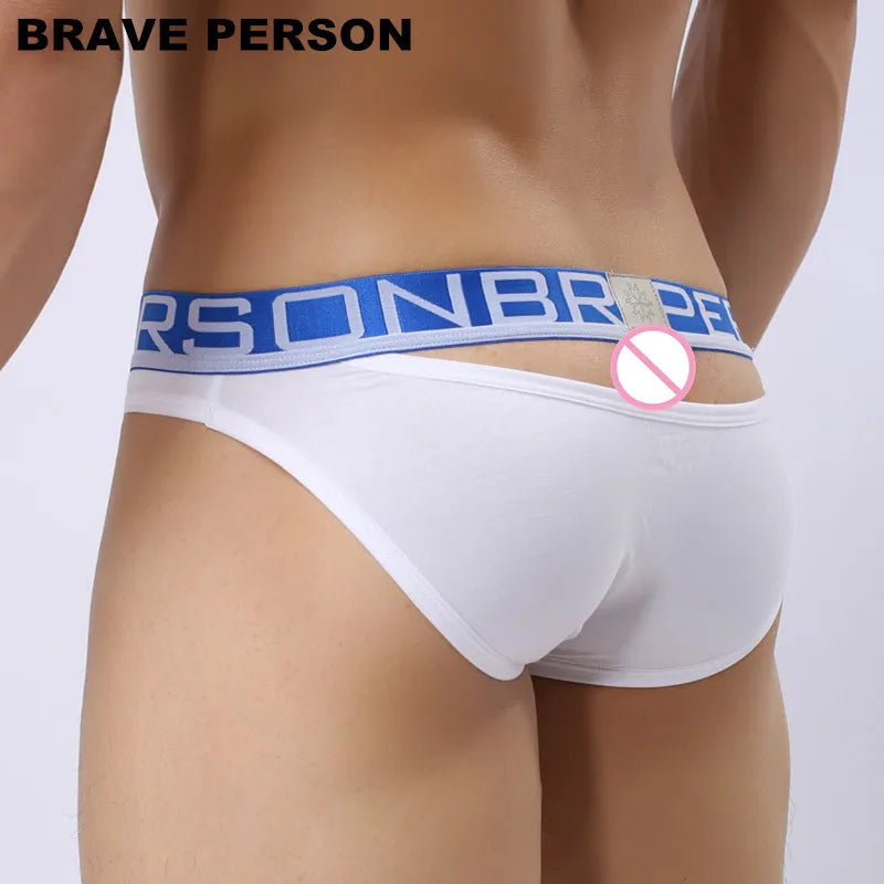 BRAVE PERSON Underwear Men Male Sexy Briefs Cotton Fabric Hollow Design Men Underwear Briefs Men Underpants B1159 Gay Underwear