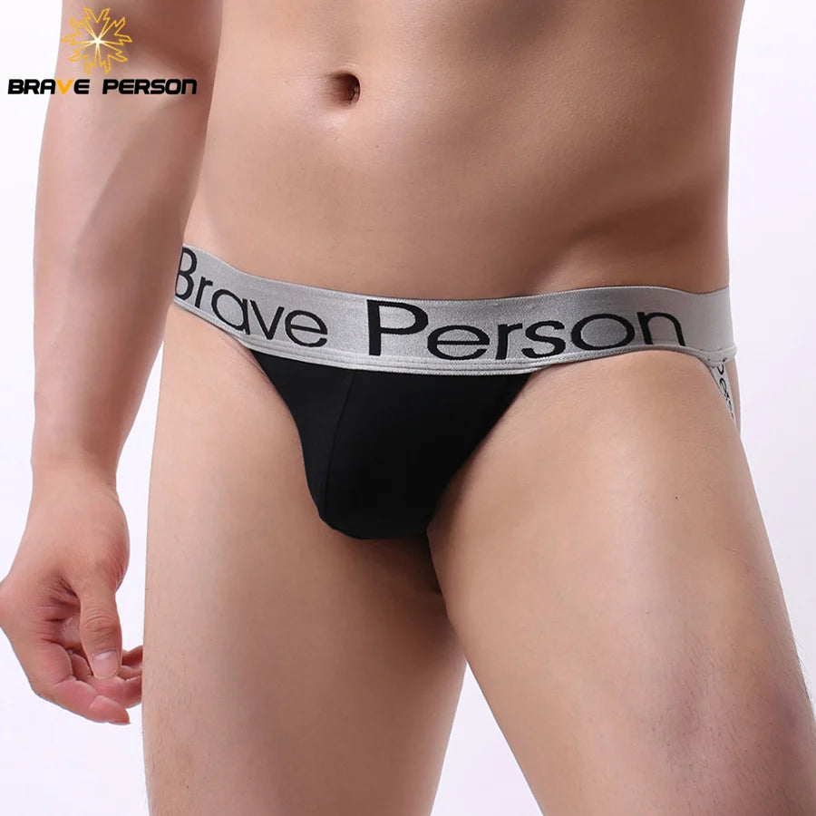 BRAVE PERSON Men's Sexy Thong Cotton Men Underwear Briefs Exposed Buttocks Jockstrap Gay Underwear New