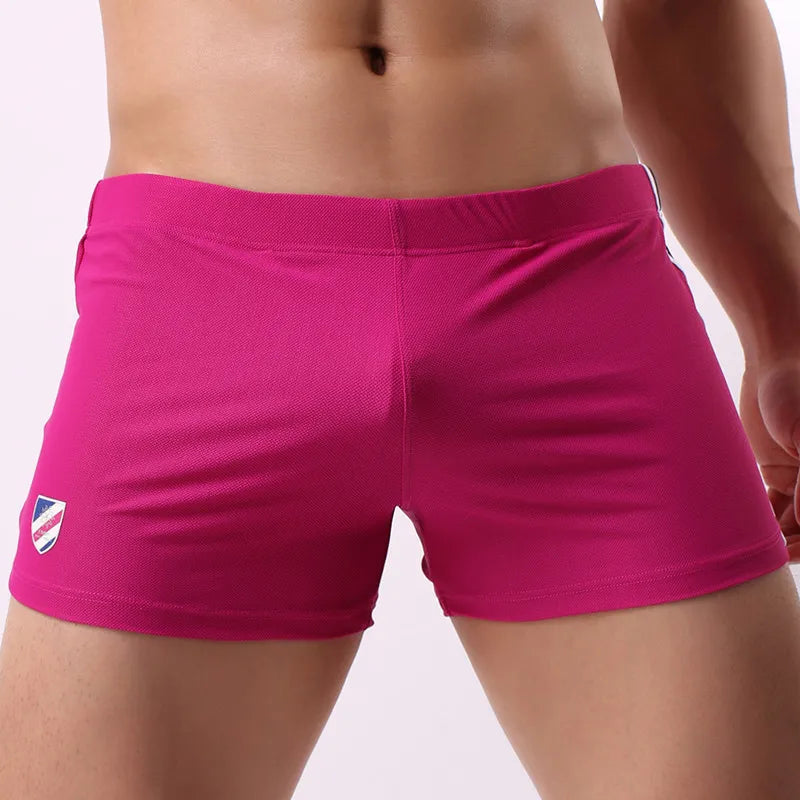 BRAVE PERSON Underwear Men Boxers Shorts Mesh Breathable Fabric Low-waist Sexy Mens Underpants Boxers Penis Pouch Casual Shorts