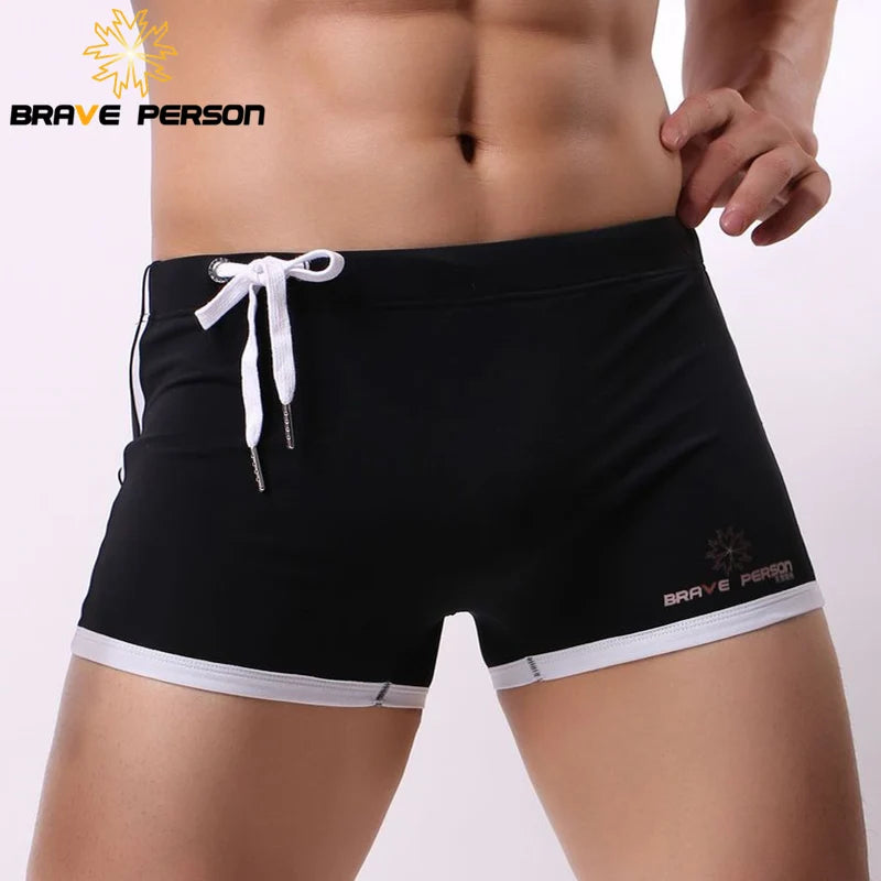 BRAVE PERSON Brand Men's Beach Wear Shorts Men Swim Trunks Shorts Soft Nylon Sexy Men Beach Board Shorts B1010