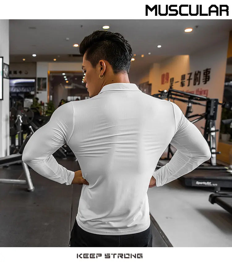 Mens Gym Compression Shirt Male Rashgard Fitness Long Sleeves Running Clothes