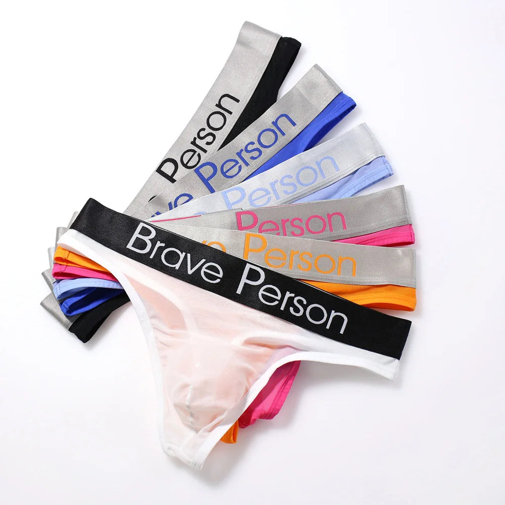 BRAVE PERSON Sexy Men's Briefs Transparent Low-waist Briefs Mesh Gauze Breathable Underwear Briefs Panties For Man