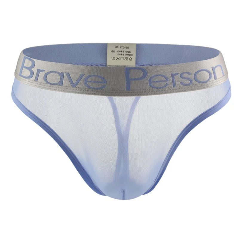 BRAVE PERSON Sexy Men's Briefs Transparent Low-waist Briefs Mesh Gauze Breathable Underwear Briefs Panties For Man