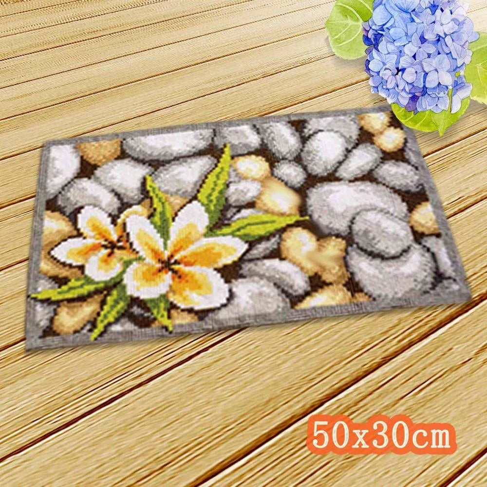 New Decorative Flower Carpet Crocheting Kit DIY Cushion Carpet Flower Latch Hook Rug Kit Needlework Crocheting Embroidery
