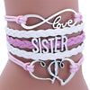 SISTER Kids Double Heart Chain Bracelet for Girls Friendship Bracelets Jewelry Multi-Layer Charm Bracelet Fashion Jewelry