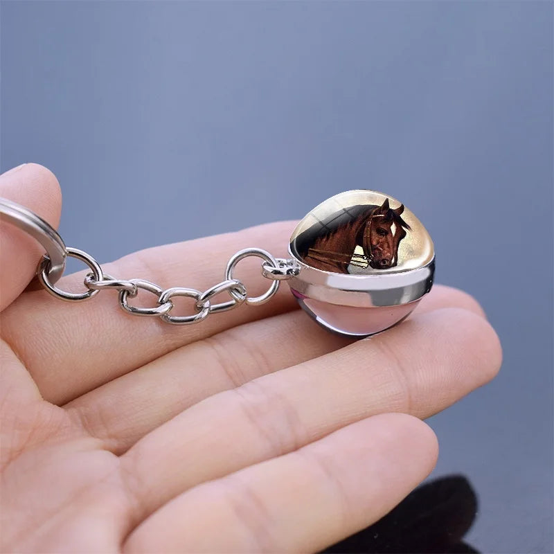 Glow In The Dark Horse Keychain Glowing Horse Stuff Luminous Horses Glass Ball Key Chain Crazy Horse Lovers Gifts Key Rings