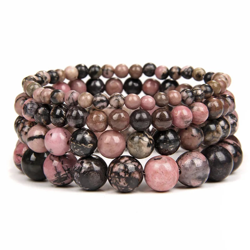 4 6 8 10 MM Indian Agate Beads Bracelet Natural Stone Stretch Bracelets