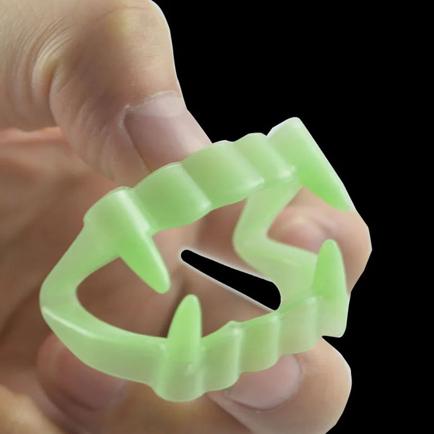 1Pc Vampire Luminous Fake Teeth For People Glow In The Dark Terrorist Funny Toy For Halloween Party DIY Cosplay Prop Masquerade
