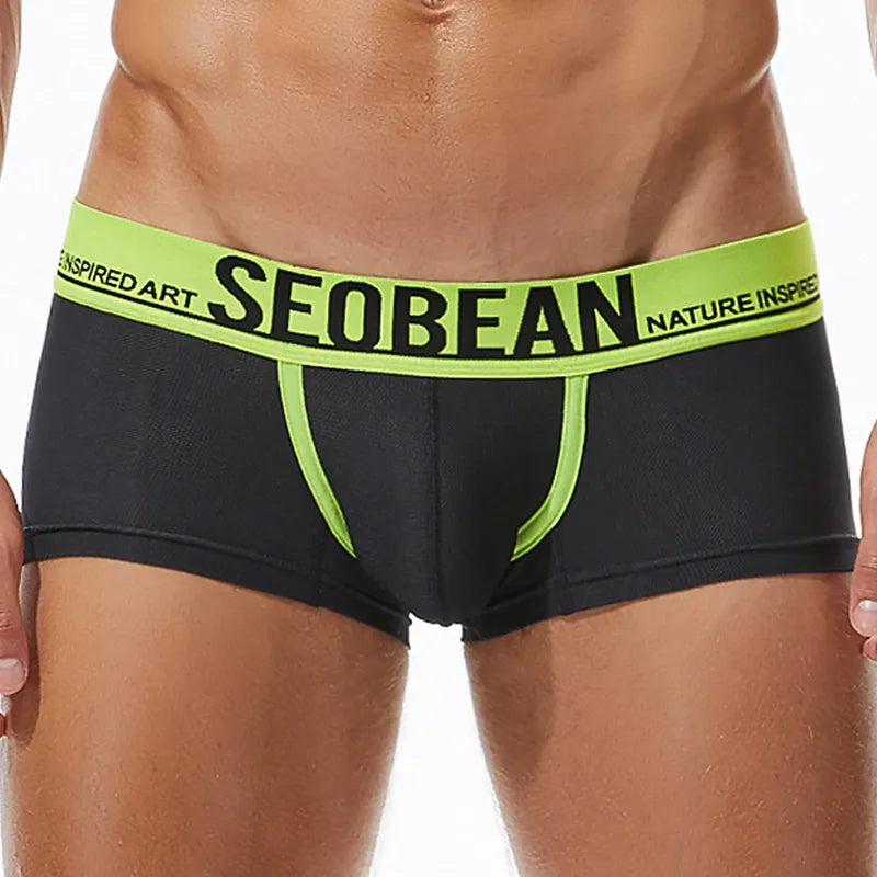SEOBEAN  Mesh Breathable Men's Boxers Sexy Underwear Boxer Shorts Men Underpants Boxershorts Male Panties Boxer for Man