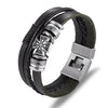 YIZIZAI Fashion Bracelete Genuine Leather Multilayer Anchor Bracelet Men Vintage Punk Rock Women Alloy Beads Nautical Jewelry