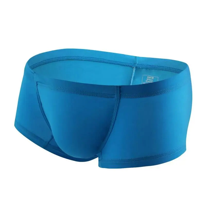 Sexy Men Underwear Boxers Solid Thin Ice Silk Panties Man Breathable Low Waist U Convex Pouch Underpants Male Cueca Calzoncillo