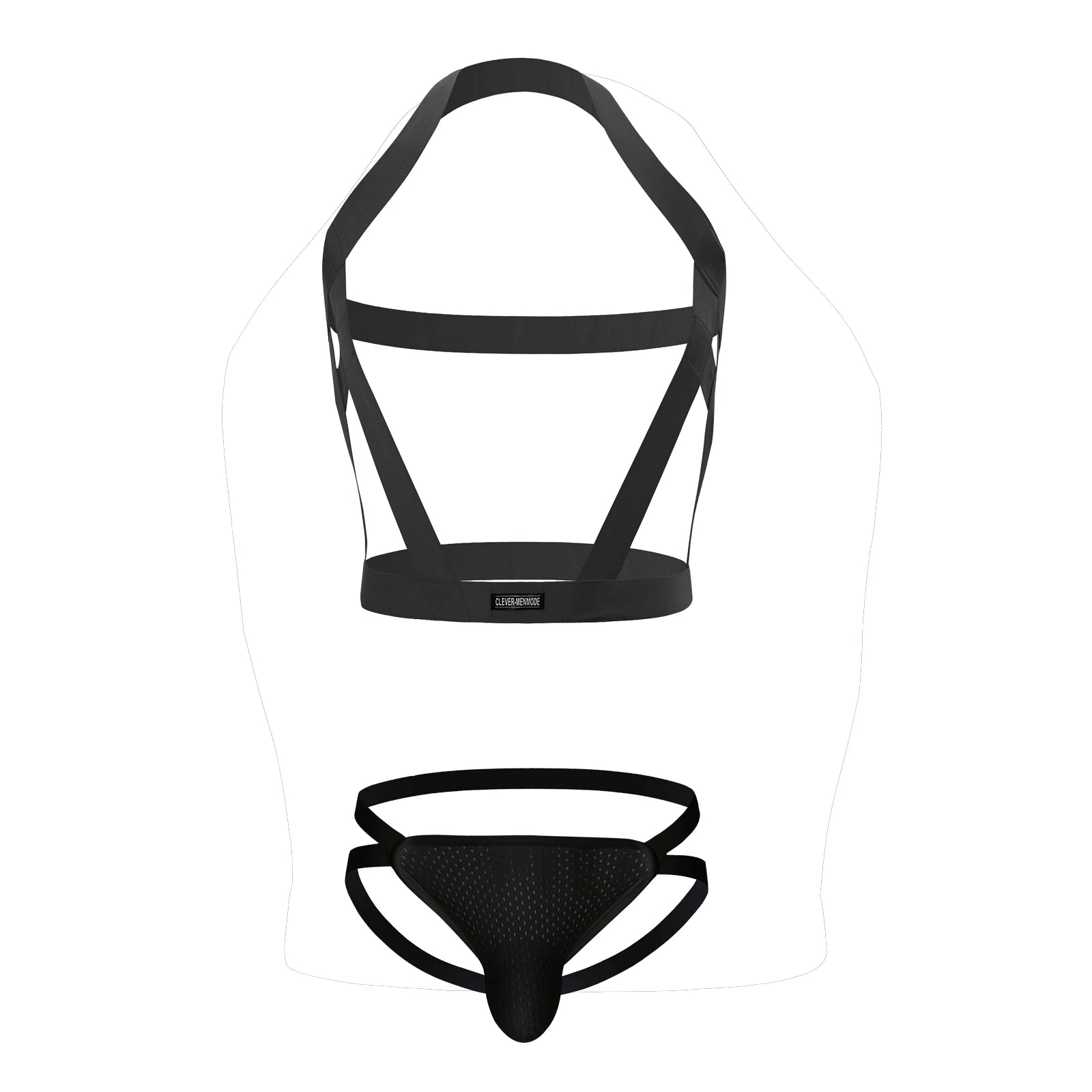 CLEVER-MENMODE Elastic Bondage Harness Mens G-string Thongs Set