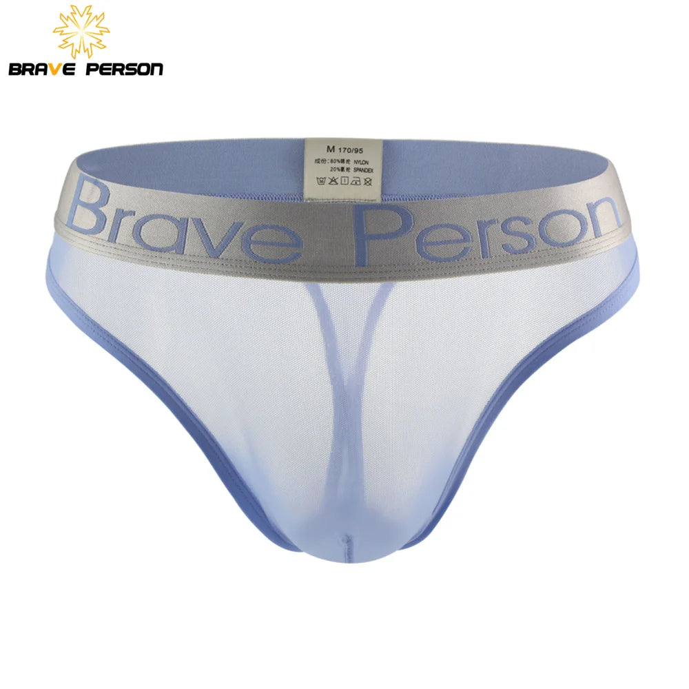 BRAVE PERSON Sexy Men's Briefs Transparent Low-waist Briefs Mesh Gauze Breathable Underwear Briefs Panties For Man