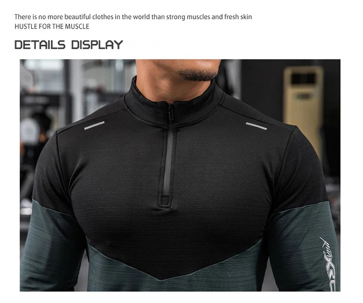 Mens Gym Compression Shirt Male Rashgard Fitness Long Sleeves Running Clothes
