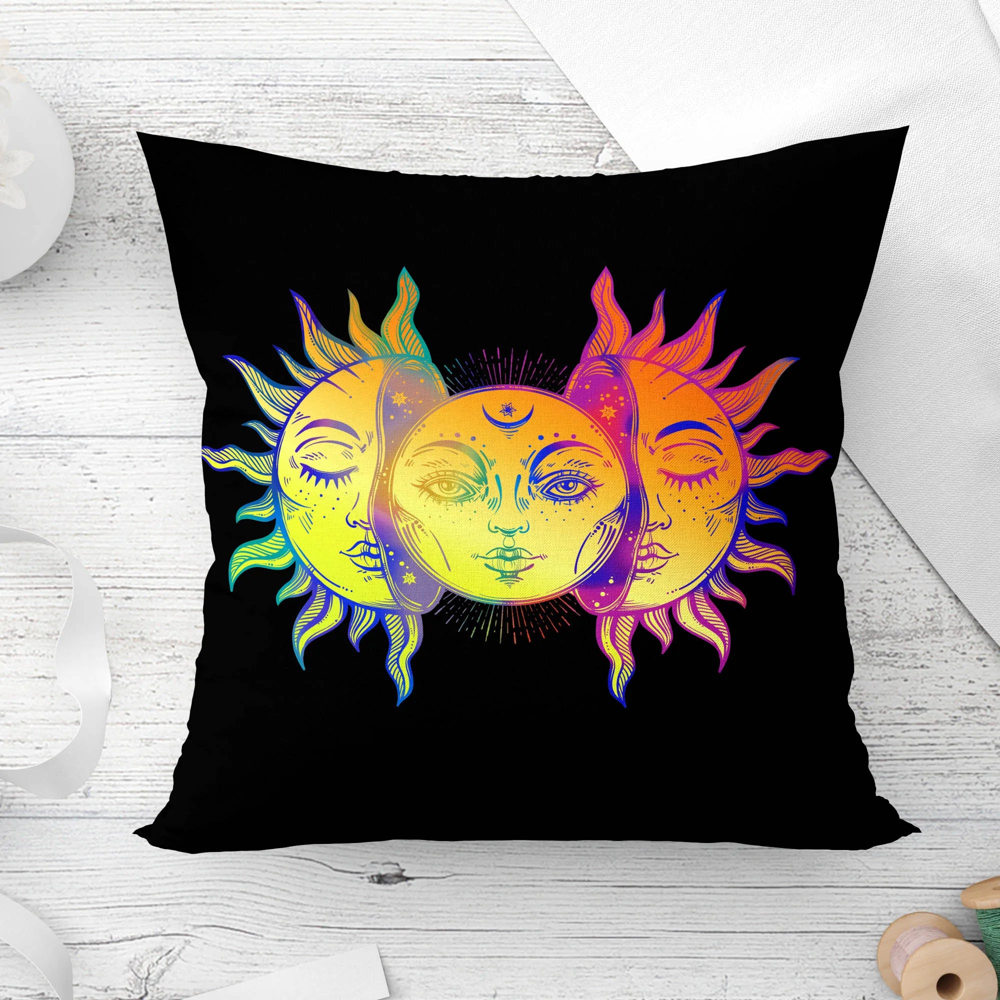 Mandala Decorative Sun and moon Pillow Cushion Covers Pillowcase Cushions for Sofa Polyester Pillowcover cmyk decorative  cover