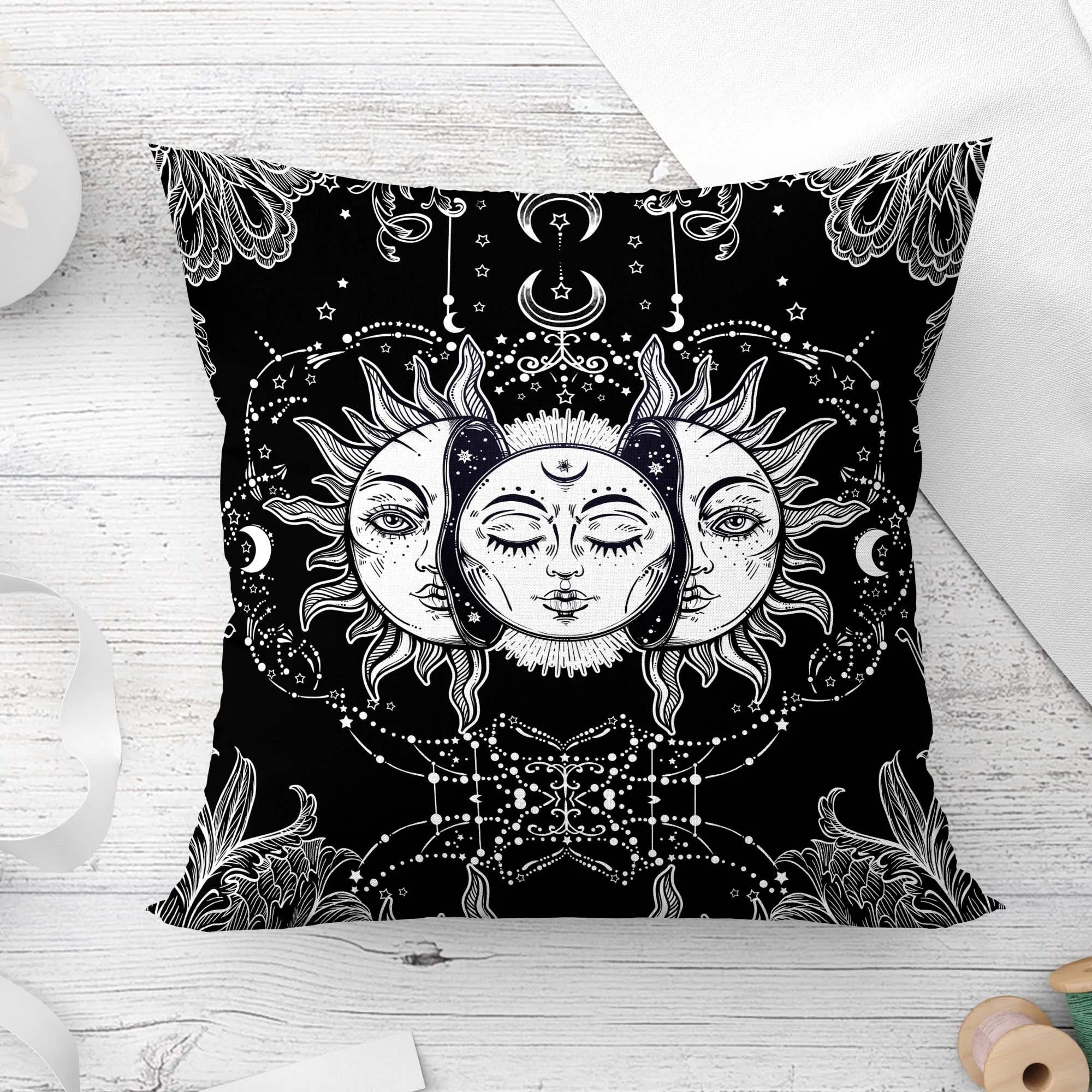 Mandala Decorative Sun and moon Pillow Cushion Covers Pillowcase Cushions for Sofa Polyester Pillowcover cmyk decorative  cover