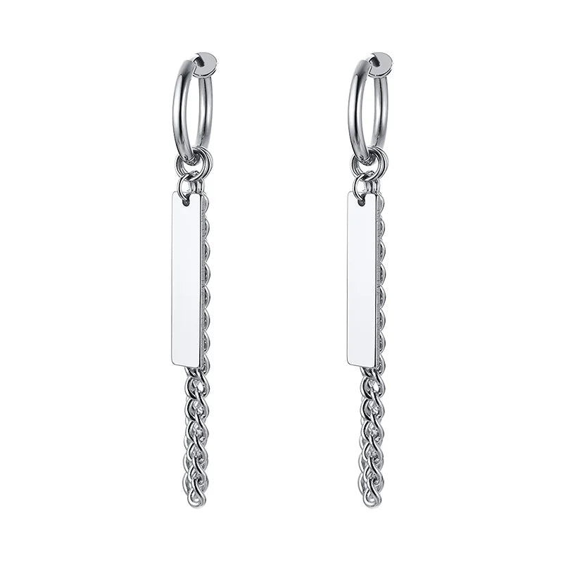 SINGLE SILVER COLOR DAGGER EARRING MEN STAINLESS STEEL SWORD HUGGIE HOOPS EARRINGS COOL FASHION ROCK TATTOO MEN JEWELRY