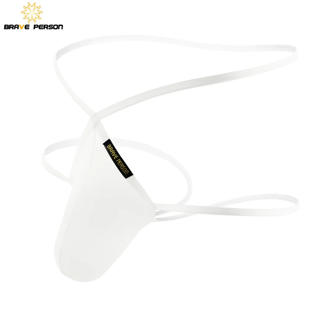 BRAVE PERSON Sexy Transparent Men's Briefs Thongs Jockstrap Penis Pouch Mesh Breathable Underwear Men Low-waist Gay G-string