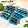 Natural Healing Crystal Blue Apatite Single Point Wand Reiki Polished Gemstone Hexagonal Obelisk Column Home Desk Decoration
