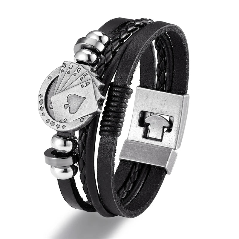 YIZIZAI Fashion Bracelete Genuine Leather Multilayer Anchor Bracelet Men Vintage Punk Rock Women Alloy Beads Nautical Jewelry