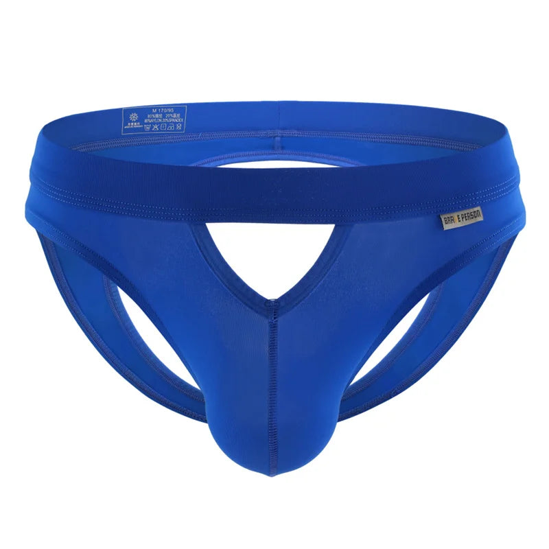 BRAVE PERSON Men's Sexy Briefs Jockstrap Gay Underwear Thongs Hollow Out Underpants Men Briefs Open Butt Panties