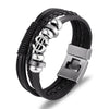 YIZIZAI Fashion Bracelete Genuine Leather Multilayer Anchor Bracelet Men Vintage Punk Rock Women Alloy Beads Nautical Jewelry