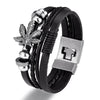 YIZIZAI Fashion Bracelete Genuine Leather Multilayer Anchor Bracelet Men Vintage Punk Rock Women Alloy Beads Nautical Jewelry