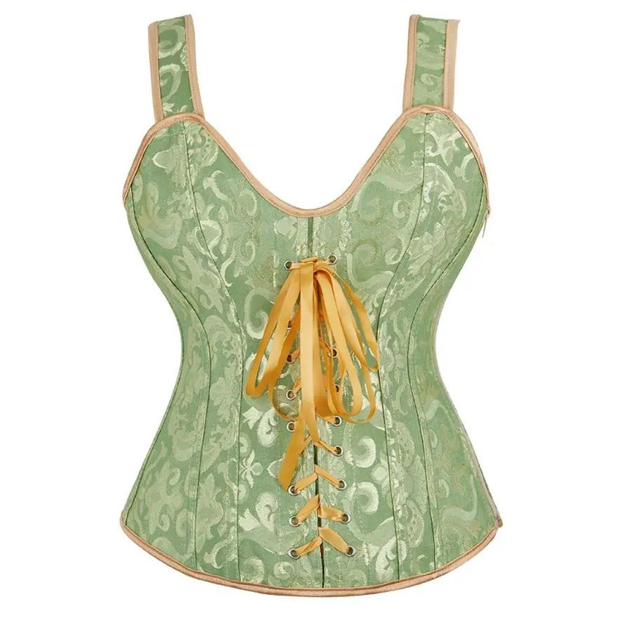 Steampunk Straps Overbust Corset With Cup Zipper Sexy Jacquard Floral Corset Waist Cincher Bustier Lingerie Top Plus Size