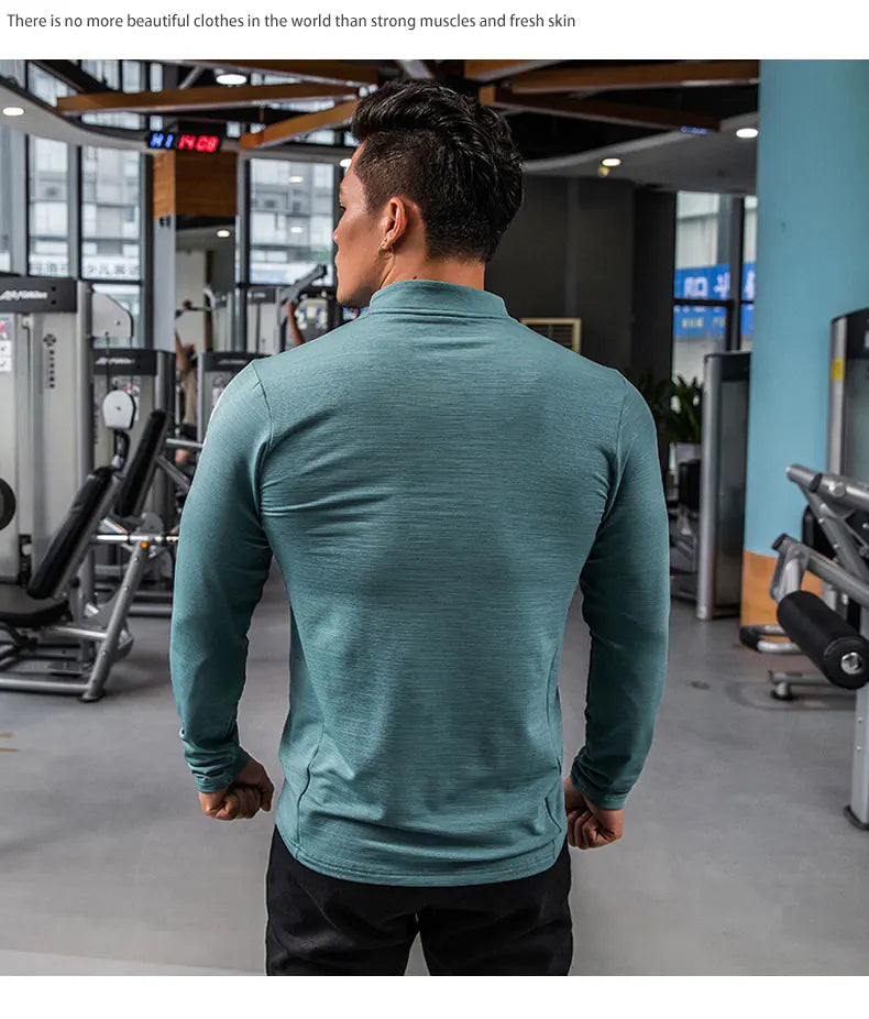 Mens Gym Compression Shirt Male Rashgard Fitness Long Sleeves Running Clothes